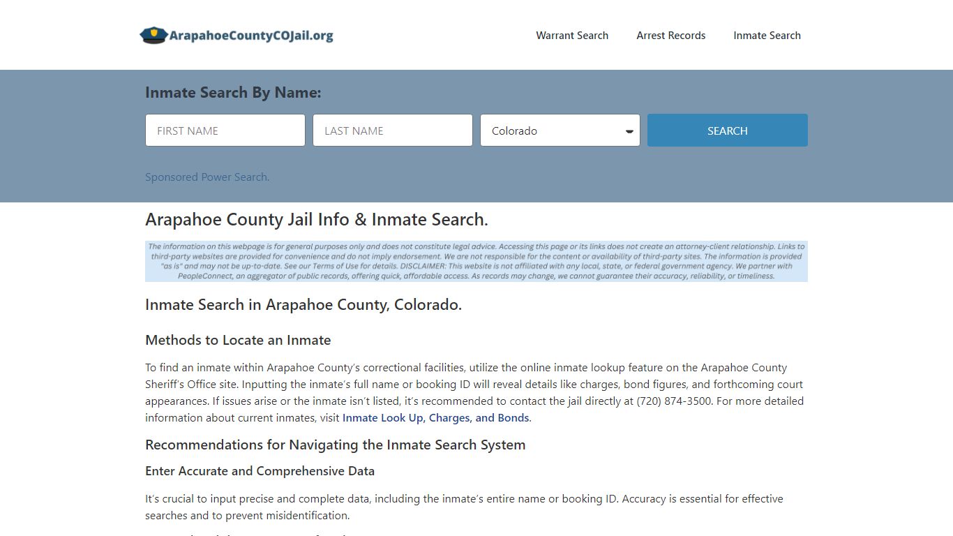 Arapahoe County Jail CO | Inmate Search and Booking Roster.