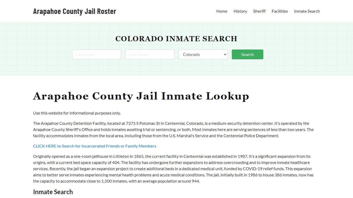 Arapahoe County Jail Roster Lookup, CO, Inmate Search